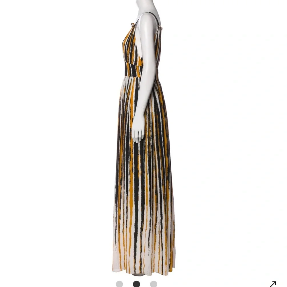 Ronny Kobo Sallee Elegant Striped Tiger Print Deep V-Neck Maxi Dress SXS NWOT - Picture 6 of 15